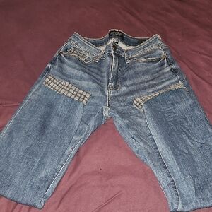 Judy Blue Straight Leg Jeans with Blue and Gray Plaid